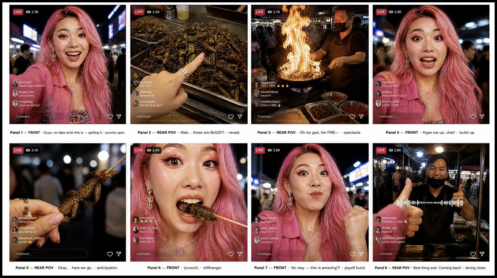 Streamer Night Market Eating livestream Video