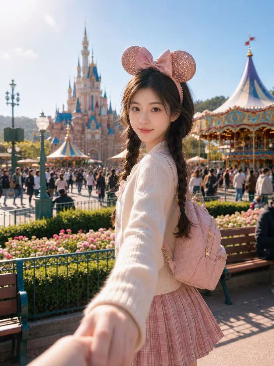 ChatGPT爆款风格人像在线生成器 - A Disney Park "Follow Me" Portrait