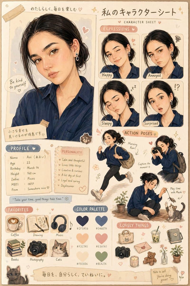 ChatGPT爆款风格人像在线生成器 - Adorable Character Design Sheet