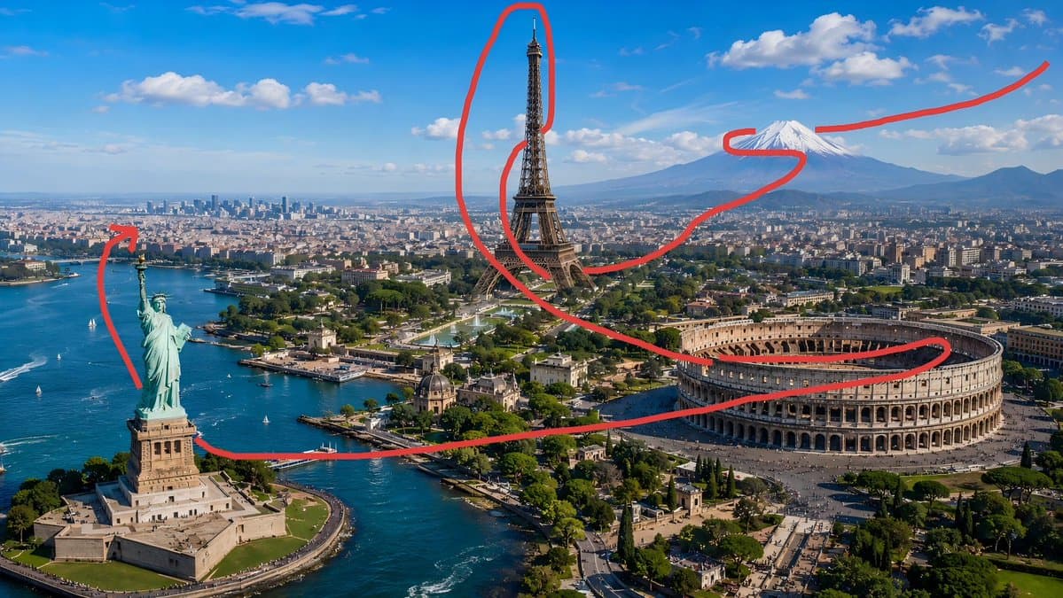 World Landmarks FPV Drone Path Video