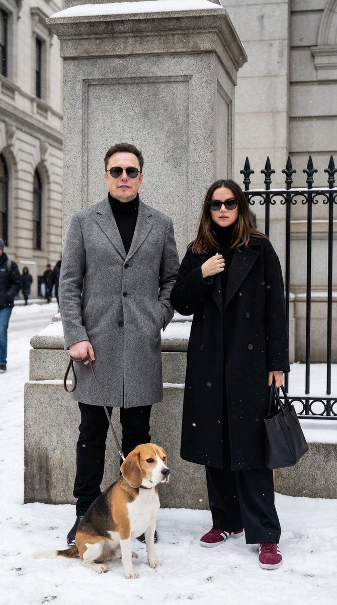 Prompt Seen couple winter old-money street example with wool coats and falling snow