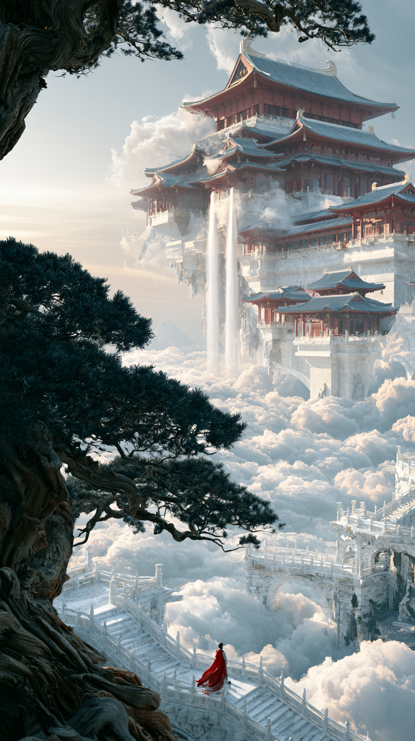 10 Trending Midjourney Chinese Heavenly Palace Prompts - 古松凌霄