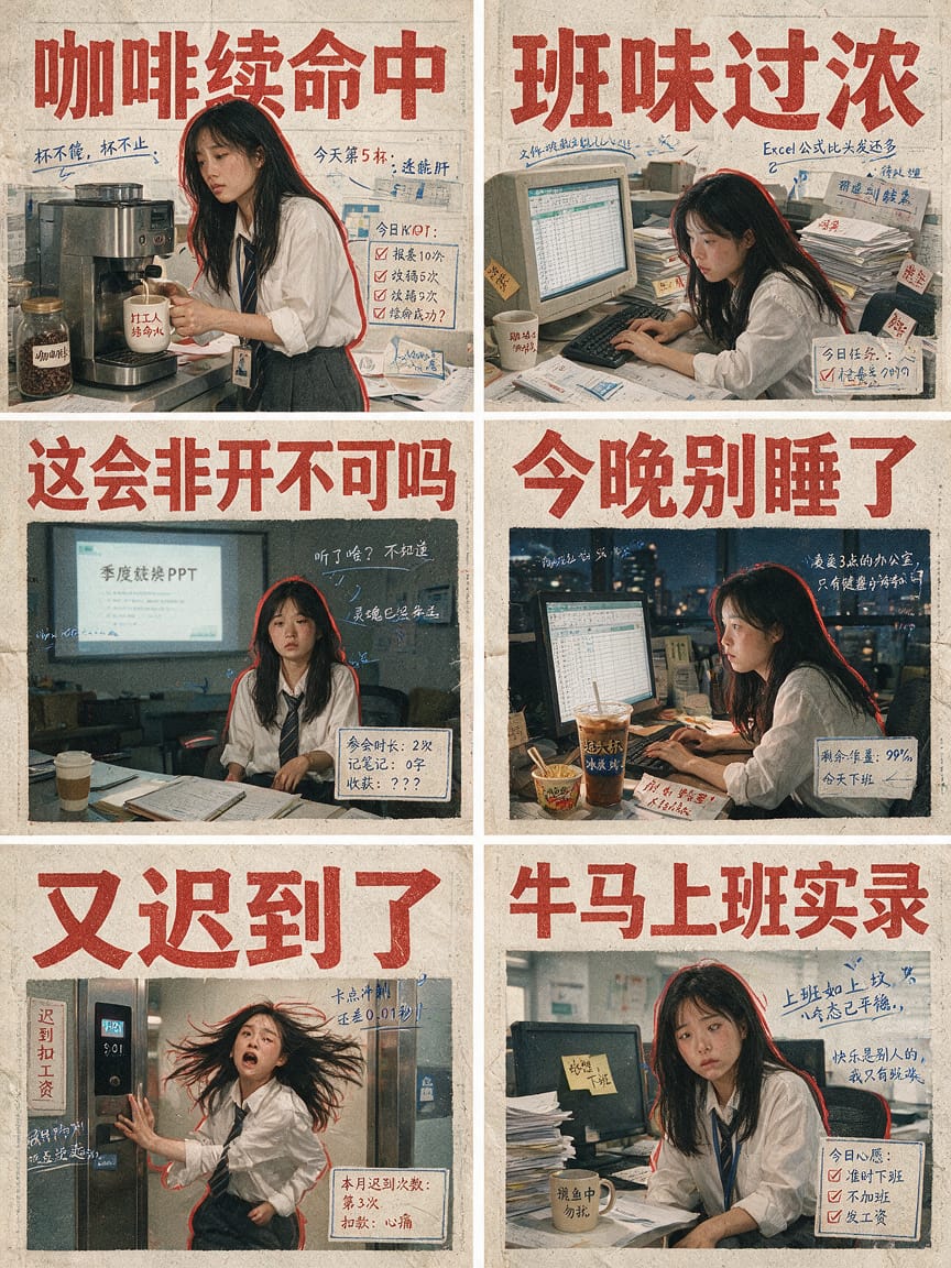 Seedream 5.0 Pro AI图层分离工作流 - 牛马打工人插画