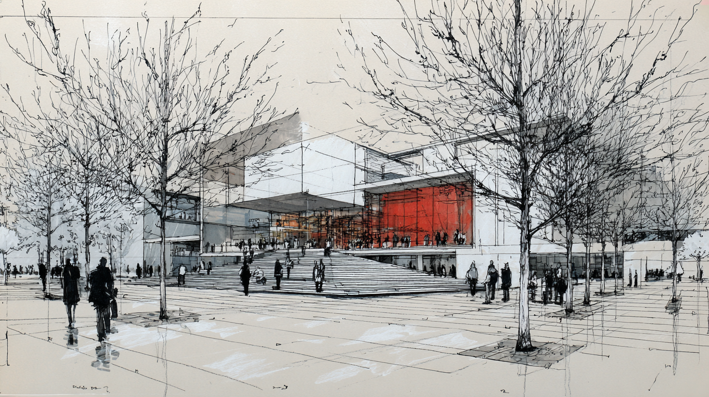 Modern Museum Landscape: Marker Concept Sketch · Example 3
