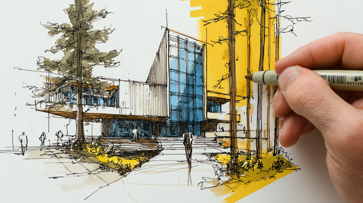Modern Museum Landscape: Marker Concept Sketch · Example 2
