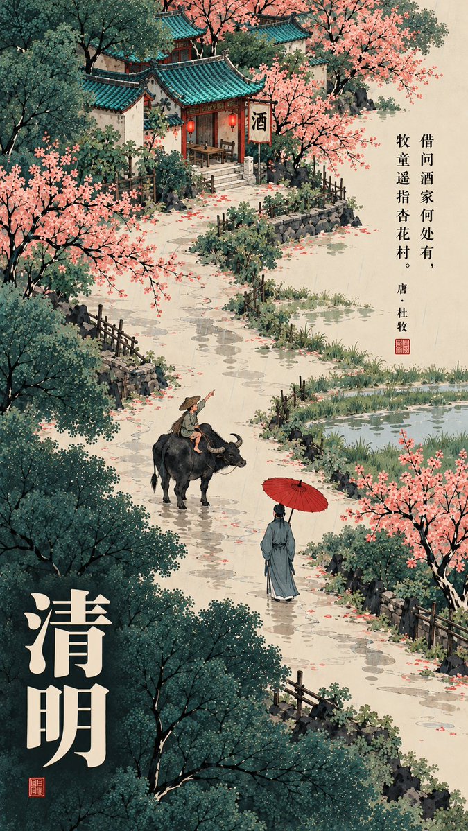 Neo-Chinese Poetry Illustration Poster · Example 2