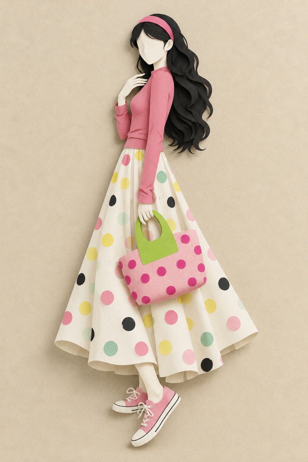 Outfit to Paper Sculpture: Matte Paper Art Portrait