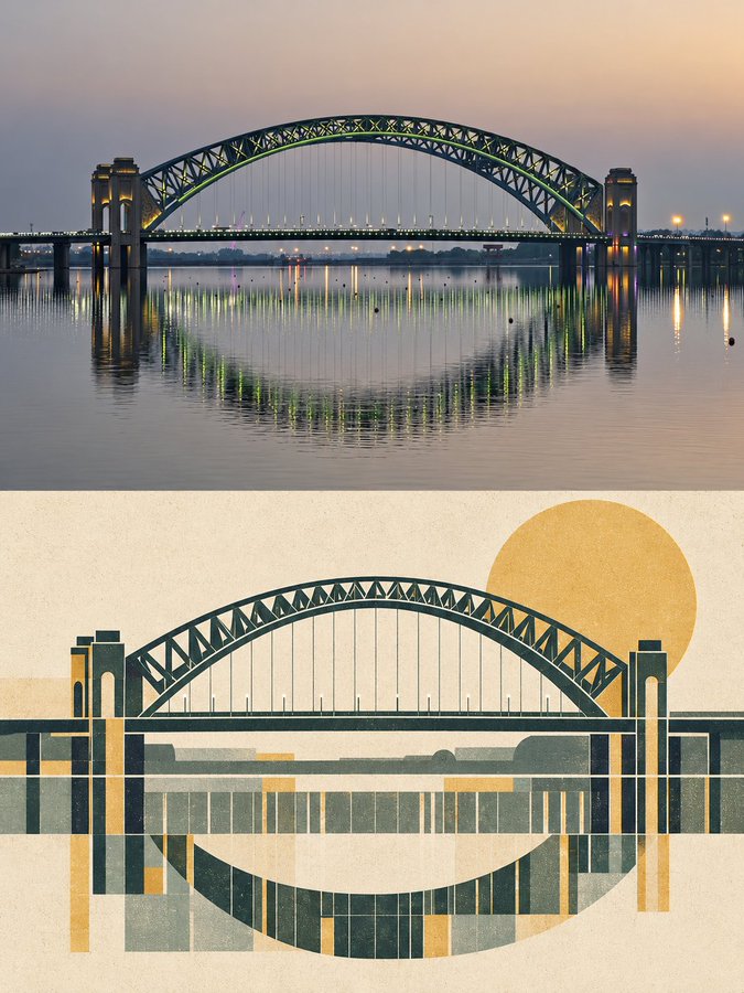 Photo to Dual-Panel Poster: Bauhaus Geometric Artwork · Example 3