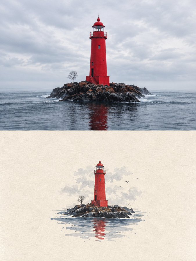 Split Poster: Photo & Hand-Drawn Illustration Collage