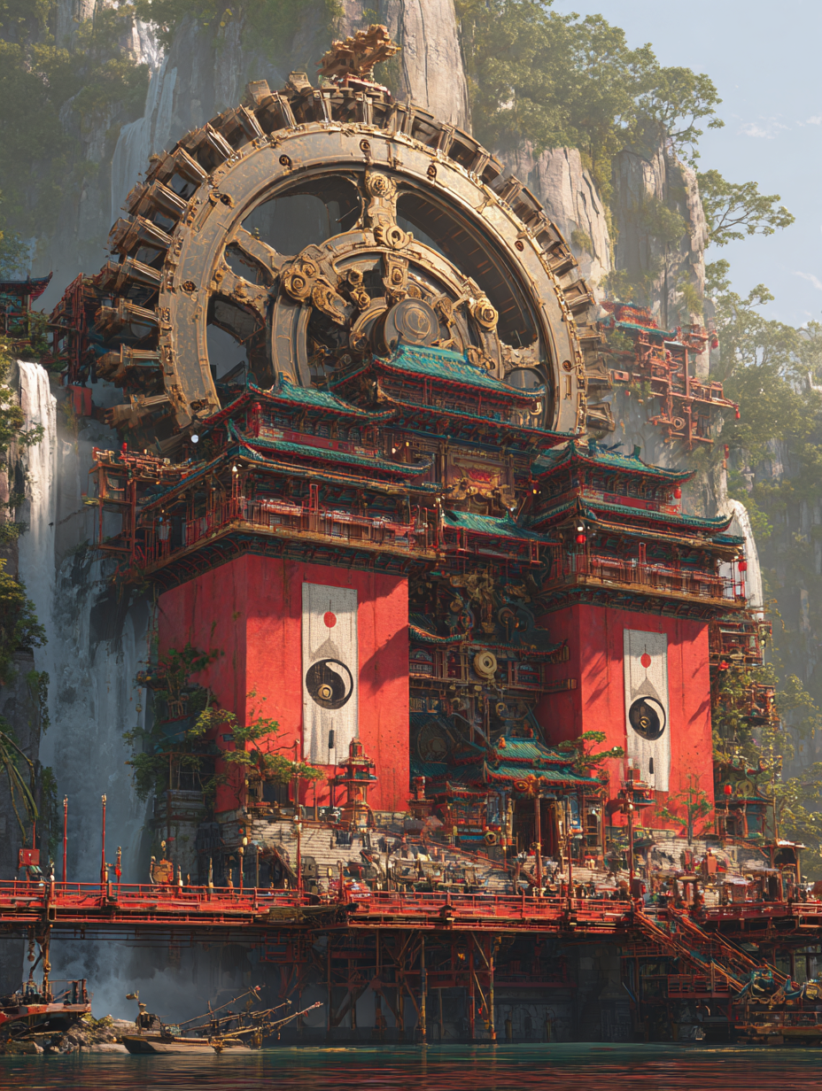 蒸汽朋克古风建筑：机械道法与宋代宫院 · 案例 3