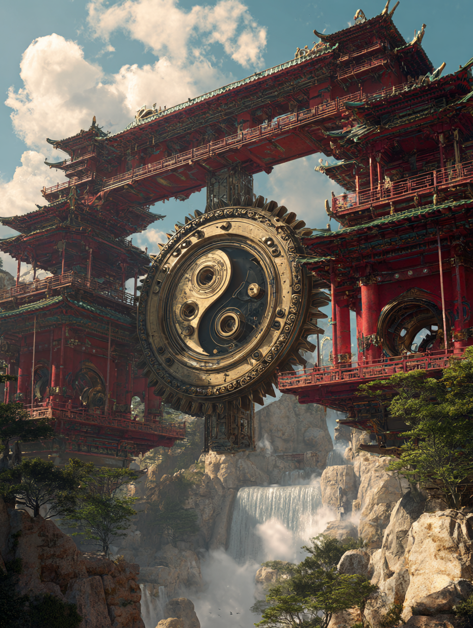 蒸汽朋克古风建筑：机械道法与宋代宫院 · 案例 2
