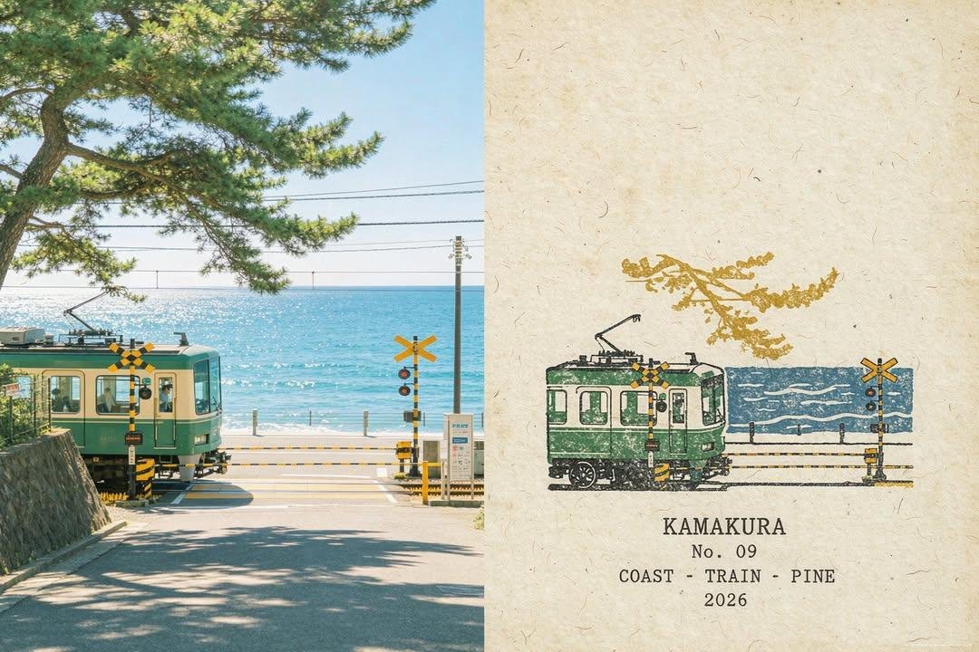 Vintage Travel Split Poster: Coastal Tram & Roman Colosseum